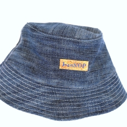 Blauer Fischerhut, Bucket Hat, Sommerhut aus recycelten Jeans
