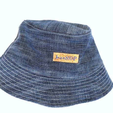 Blauer Fischerhut, Bucket Hat, Sommerhut aus recycelten Jeans