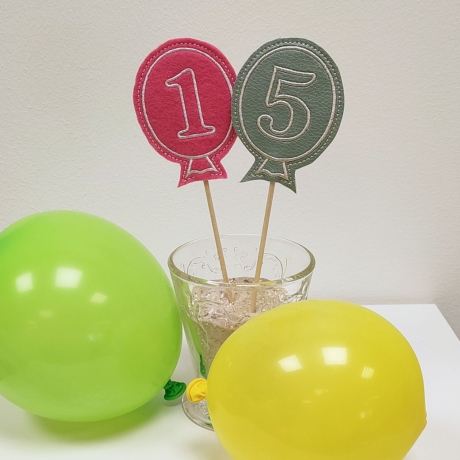 Blumenpieker Ballon ITH Stickdatei Zahlen 0 bis 9 Luftballons
