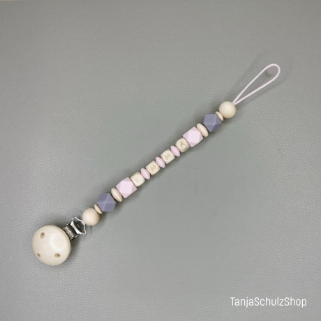 Baby Set Schnullerkette und Greifring  mit Namen des Kindes