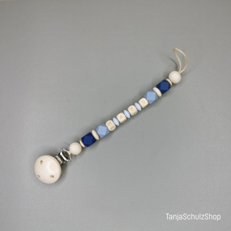 Baby Set Schnullerkette und Greifring  mit Namen des Kindes