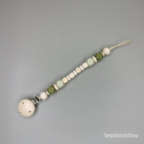 Baby Set Schnullerkette und Greifring  mit Namen des Kindes