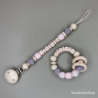 Baby Set Schnullerkette und Greifring  mit Namen des Kindes