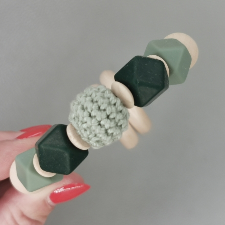 Baby Set Schnullerkette und Greifring  mit Namen des Kindes