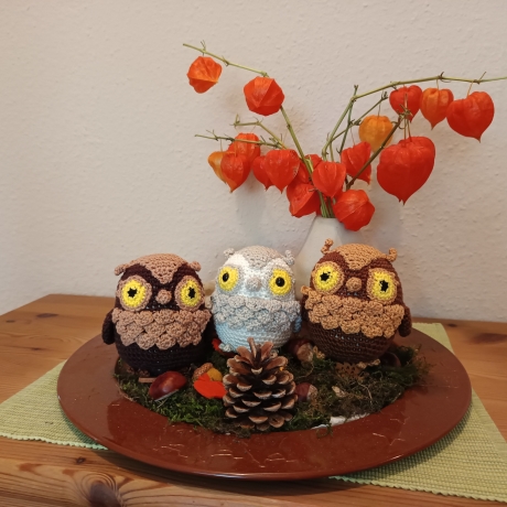 Eule gehäkelt als Kuscheltier für Geburtstag, Weihnachten und Co 