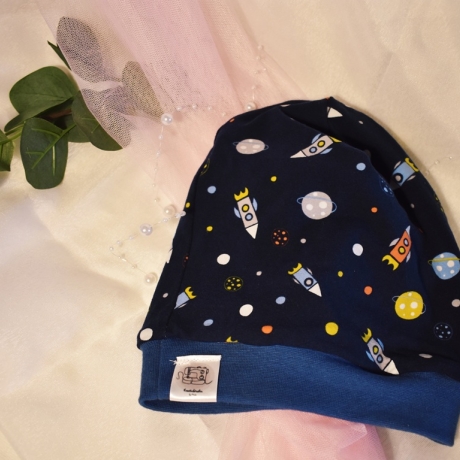 Kinder-Mützen / Wende-Beanies (Raketen)