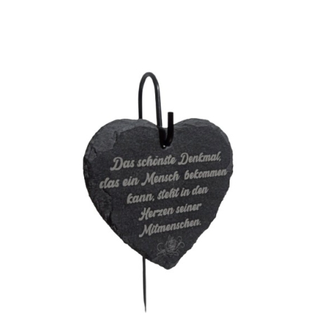 Schieferherz, Gedenktafel, Grabdekoration, Trauerdeko
