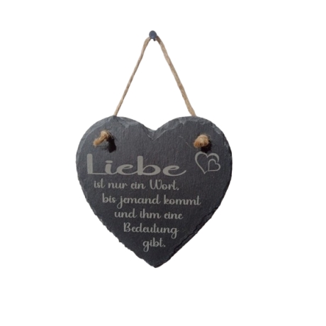 Schieferherz mit Spruch, Deko, ca. 15x15cm, mit Juteband