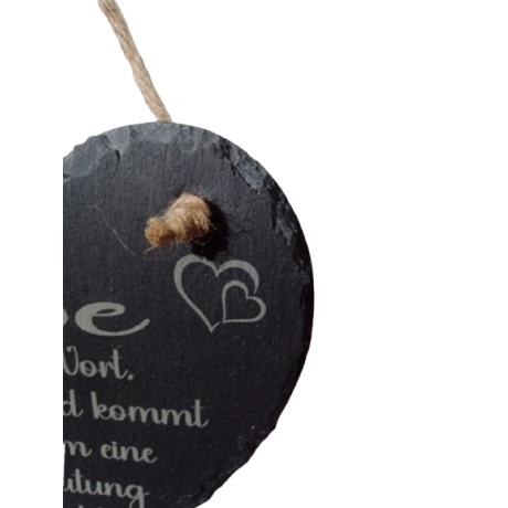 Schieferherz mit Spruch, Deko, ca. 15x15cm, mit Juteband