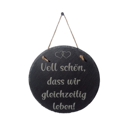 Schiefertafel mit Spruch, Schild, Deko ca. Ø 20cm