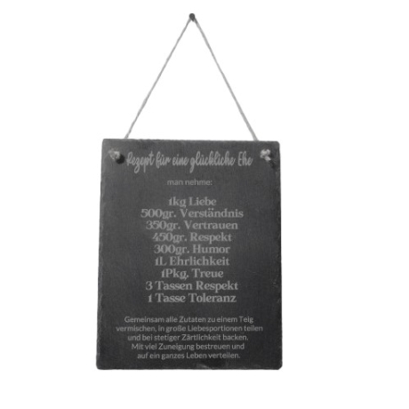 Schiefertafel mit Spruch Eherezept, Deko, Geschenk