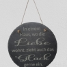 Schiefertafel mit Spruch, Schild, Deko ca. Ø 20cm
