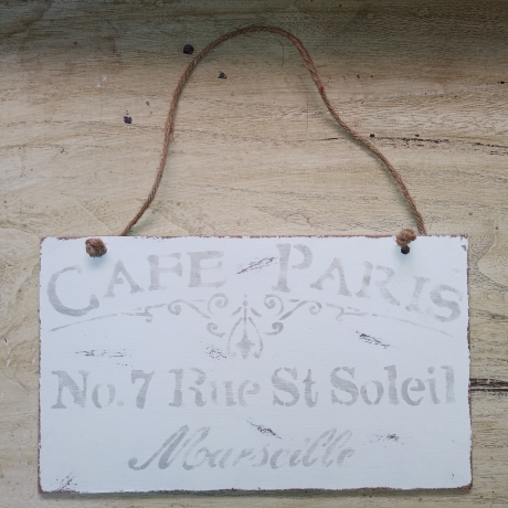shabby Dekoschild Cafe Paris, Einzelstück, upcycled