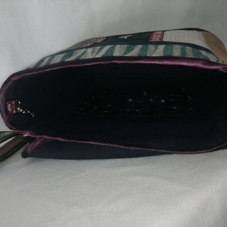  Handtasche Unikat Schultertasche braun grün Qualität Upcycling