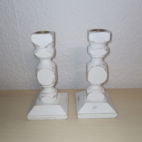 2 kl. eckige Kerzenständer, Holz, shabby, Einzelstücke, upcycled
