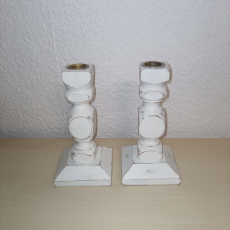 2 kl. eckige Kerzenständer, Holz, shabby, Einzelstücke, upcycled