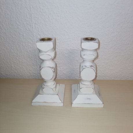 2 kl. eckige Kerzenständer, Holz, shabby, Einzelstücke, upcycled