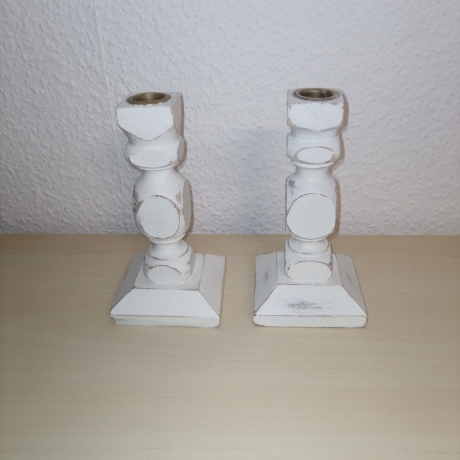 2 kl. eckige Kerzenständer, Holz, shabby, Einzelstücke, upcycled