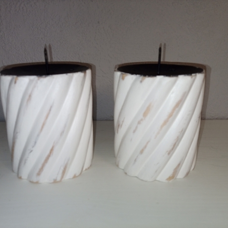 2er Set Kerzenständer, Holz, shabby, upcycled, Set Nr.2