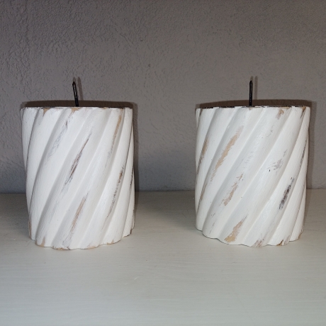 2er Set Kerzenständer, Holz, shabby, upcycled, Set Nr.2