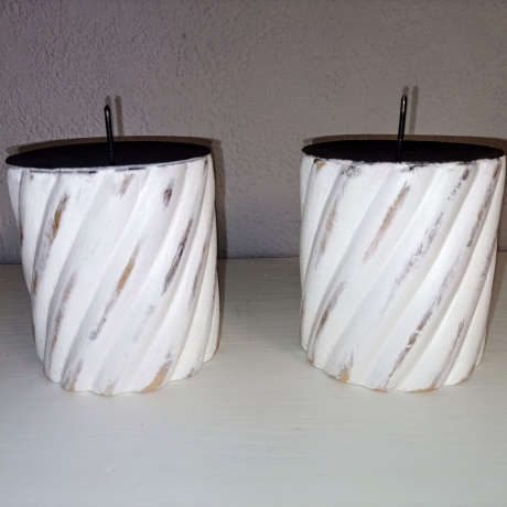 2er Set Kerzenständer, Holz, shabby, upcycled, Set Nr.1