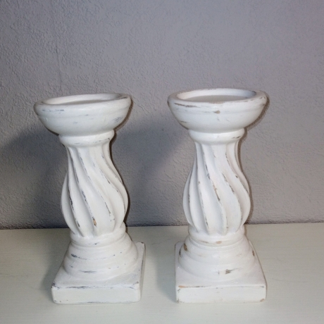 2 Kerzenständer, shabby, upcycled, terracotta, Set Nr.2