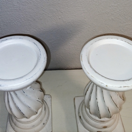2 Kerzenständer, shabby, upcycled, terracotta, Set Nr.2