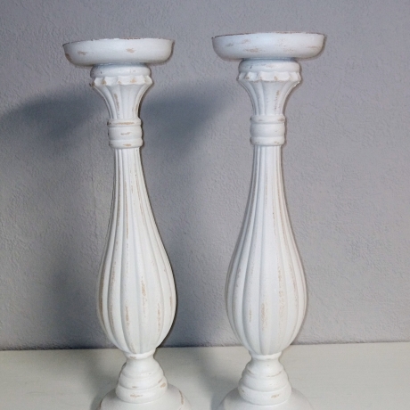 2er Set hohe Kerzenständer, Holz, vintage,upcycled