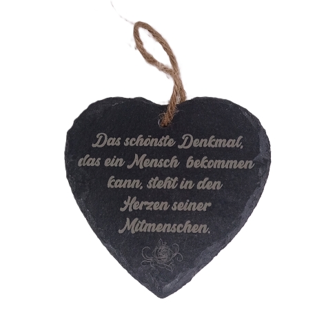Schieferherz, Gedenktafel, Grabdeko zum Hinlegen oder Aufhängen 