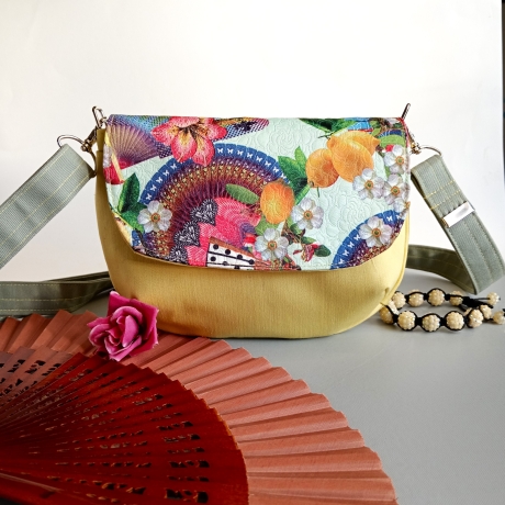 kleine Umhängetasche Damen-Sommertasche-Blumenmuster-Clutch-gelb