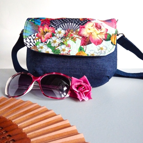 kleine Umhängetasche Damen-Jeanstasche-Blumenmuster-Clutch-gelb
