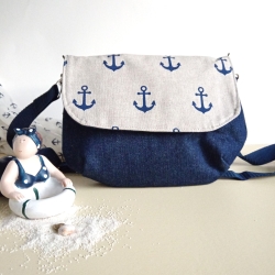 kleine Umhängetasche Damen-clutch-Handtasche-Jeanstasche-Anker ⚓