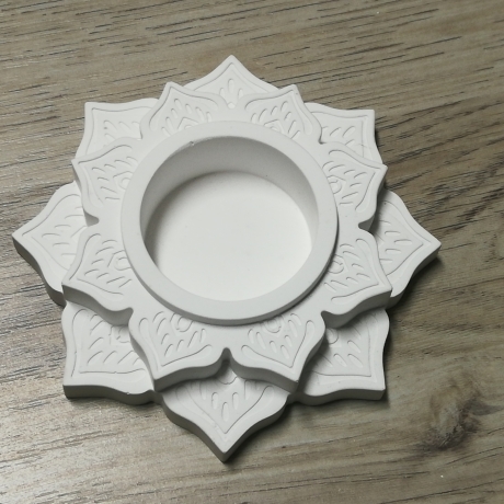 Teelichthalter aus Keraflott, weiß, handmade