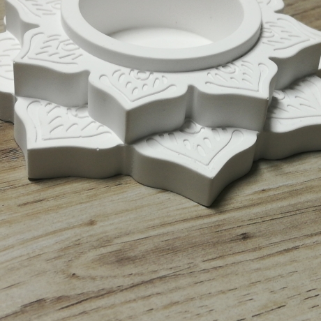 Teelichthalter aus Keraflott, weiß, handmade
