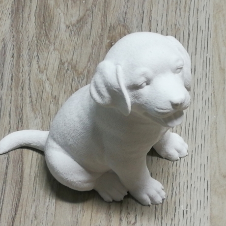 Dekofigur Hund, Keraflott, weiß, handmade
