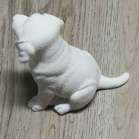 Dekofigur Hund, Keraflott, weiß, handmade