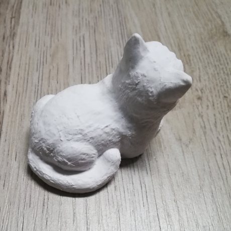 niedliche Katzen-Figur, Keraflott, weiß, handmade