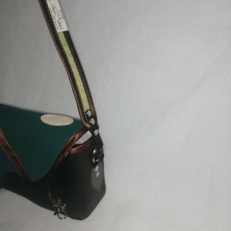 Handtasche blau grün  klein Unikat Schultertasche Handarbeit 