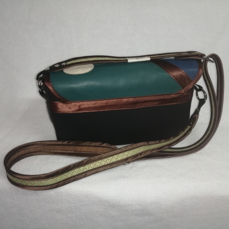 Handtasche blau grün  klein Unikat Schultertasche Handarbeit 