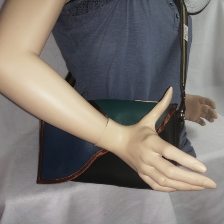 Handtasche blau grün  klein Unikat Schultertasche Handarbeit 