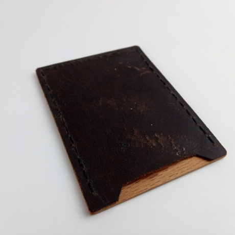 #1 Holzportmonnaie Sperrholz Leder braun (Wallet Plywood Leather)