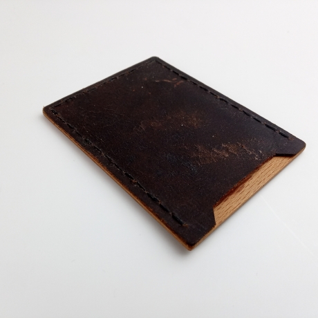 #1 Holzportmonnaie Sperrholz Leder braun (Wallet Plywood Leather)
