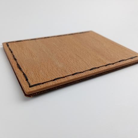 #1 Holzportmonnaie Sperrholz Leder braun (Wallet Plywood Leather)