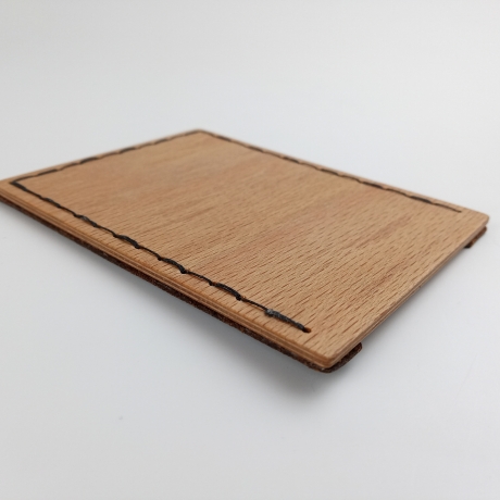 #1 Holzportmonnaie Sperrholz Leder braun (Wallet Plywood Leather)