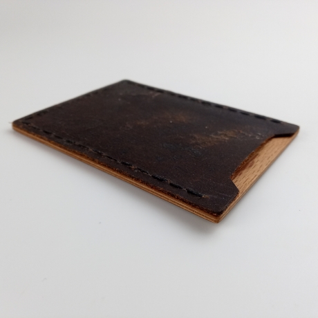 #1 Holzportmonnaie Sperrholz Leder braun (Wallet Plywood Leather)