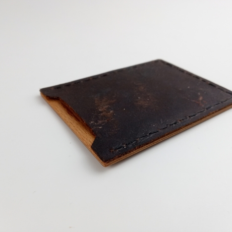#1 Holzportmonnaie Sperrholz Leder braun (Wallet Plywood Leather)