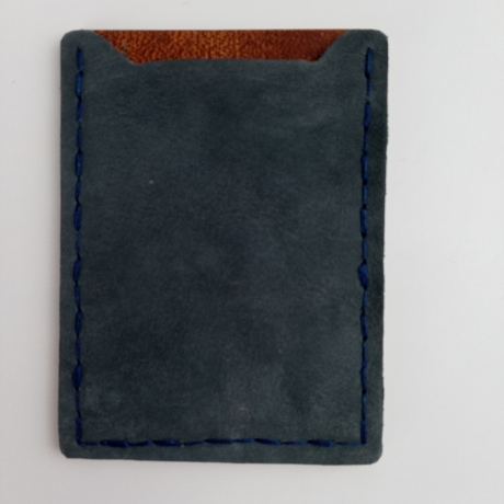 #2 Holzportmonnaie Sperrholz Leder blau (Wallet Plywood Leather)
