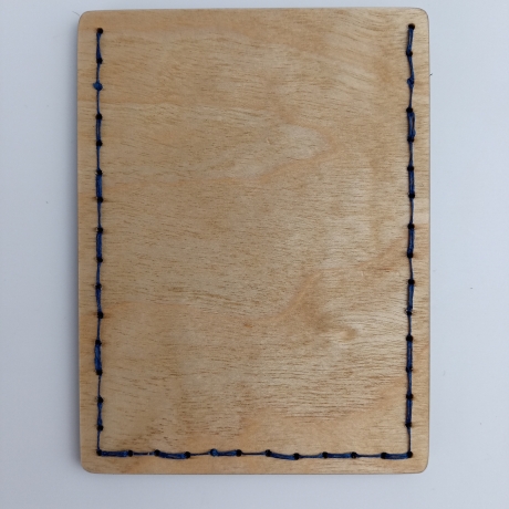 #2 Holzportmonnaie Sperrholz Leder blau (Wallet Plywood Leather)
