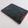 #2 Holzportmonnaie Sperrholz Leder blau (Wallet Plywood Leather)