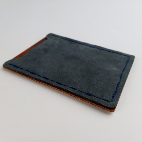 #2 Holzportmonnaie Sperrholz Leder blau (Wallet Plywood Leather)